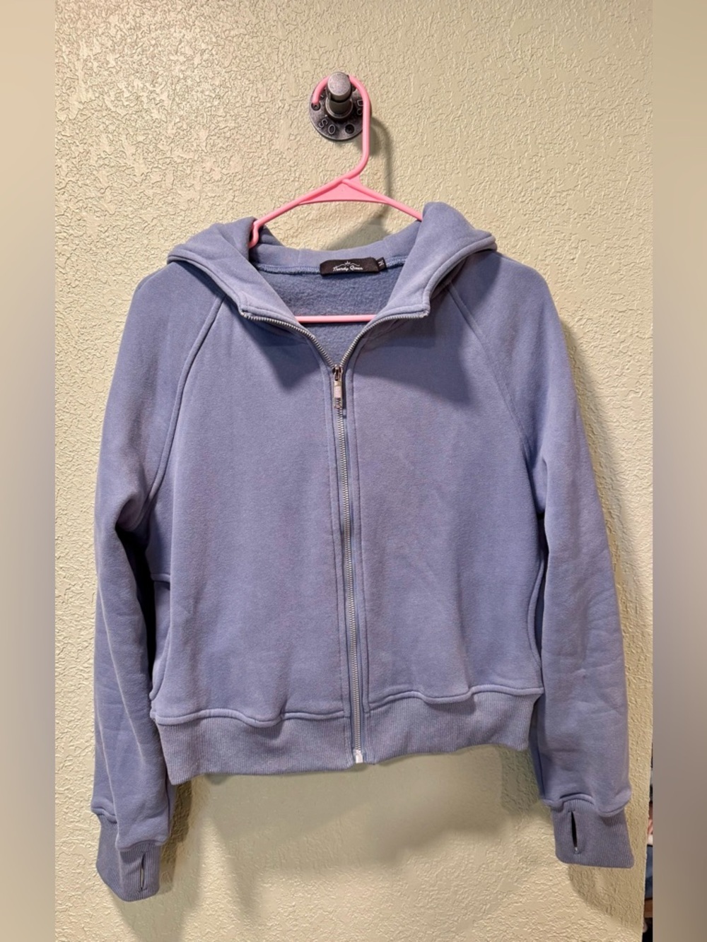 Trendy Queen Light Purple/Blue Zip-Up Hooded Sweatshirt M